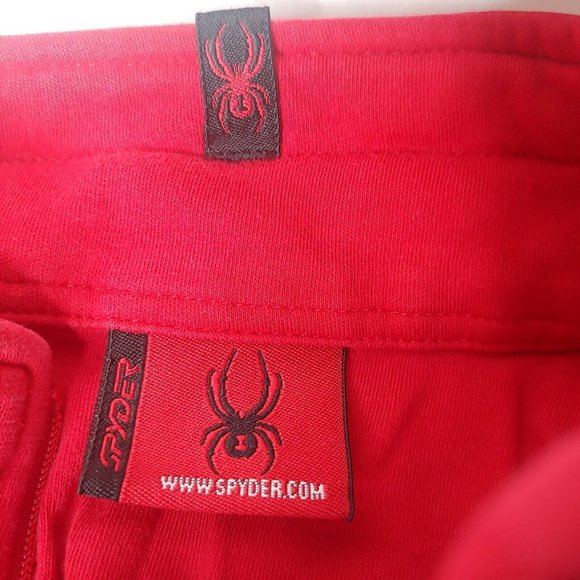 Spyder Mens Small Base Layer Shirt Red Pullover Webbed 1/4 Zip Long Sleeve - Picture 4 of 10